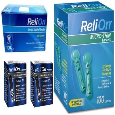Diabets Testing Bundle & Combo Pack for Your Convenience + King Combo QR Code Including (100 Swabs, 50 Premier Strips, 100 Lancets Gauge 33)