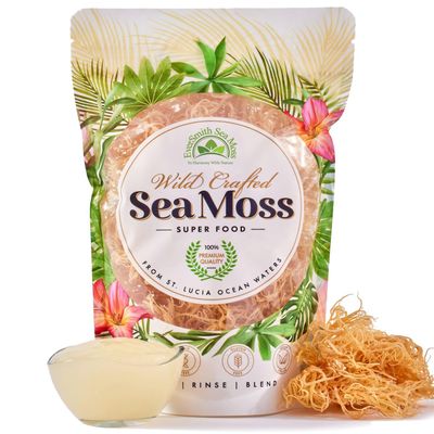 EverSmith Organics Wildcrafted Irish Sea Moss from St. Lucia | Makes 160oz Gel | Raw Gold Superfood | Dried Sea Moss (4 Oz Bag)