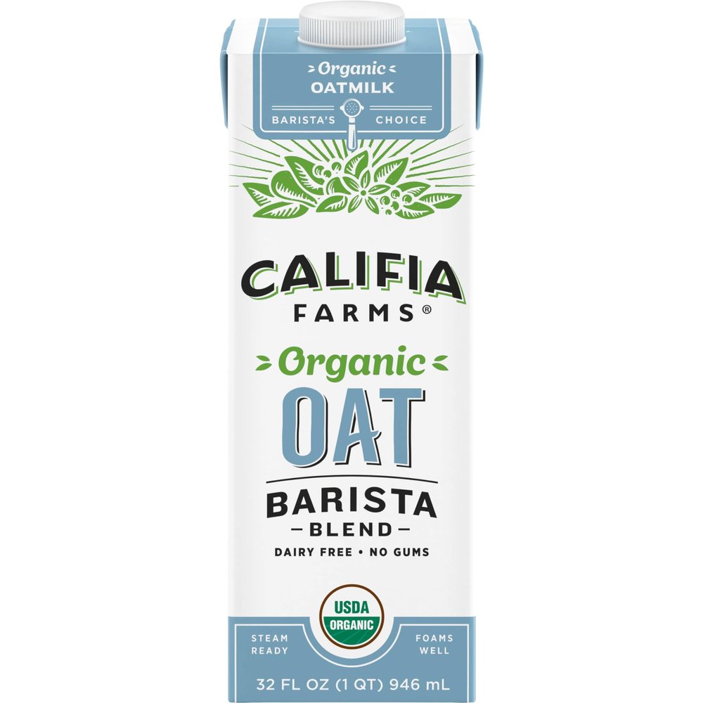 Califia Farms - Organic Oat Barista Blend Oat Milk, 32 oz, Shelf Stable, Dairy Free, Plant Based, Vegan, Non GMO, Organic Milk, Creamer, Milk Frother, Oatmilk
