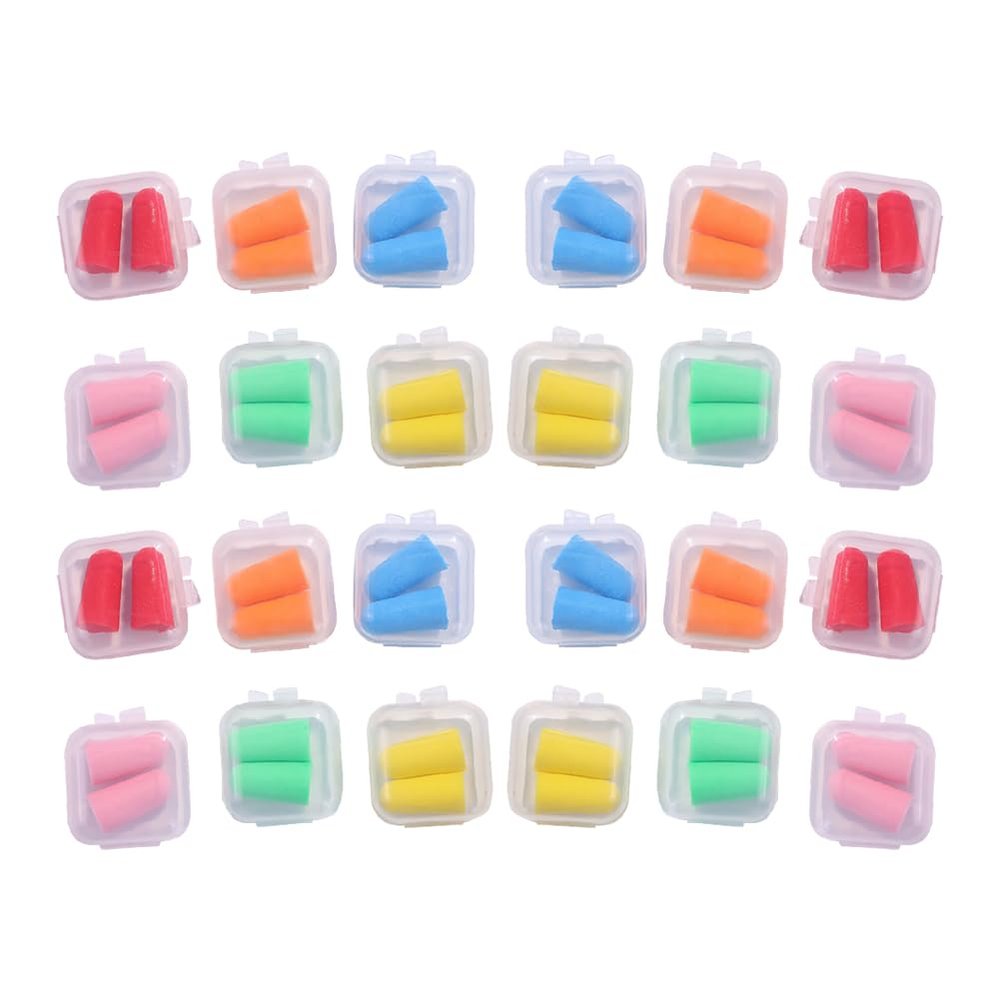 24 Sets Soft Foam Earplugs Noise Cancelling Ear Plugs Sound Blocking Earplugs Hearing Protection Ear Plugs with Case