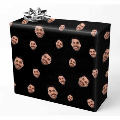 Custom Christmas Name Wrapping Paper Multi Men Face Customized Recycled Gift Wrapping Paper for Daughter Son Wrap Paper on Christmas