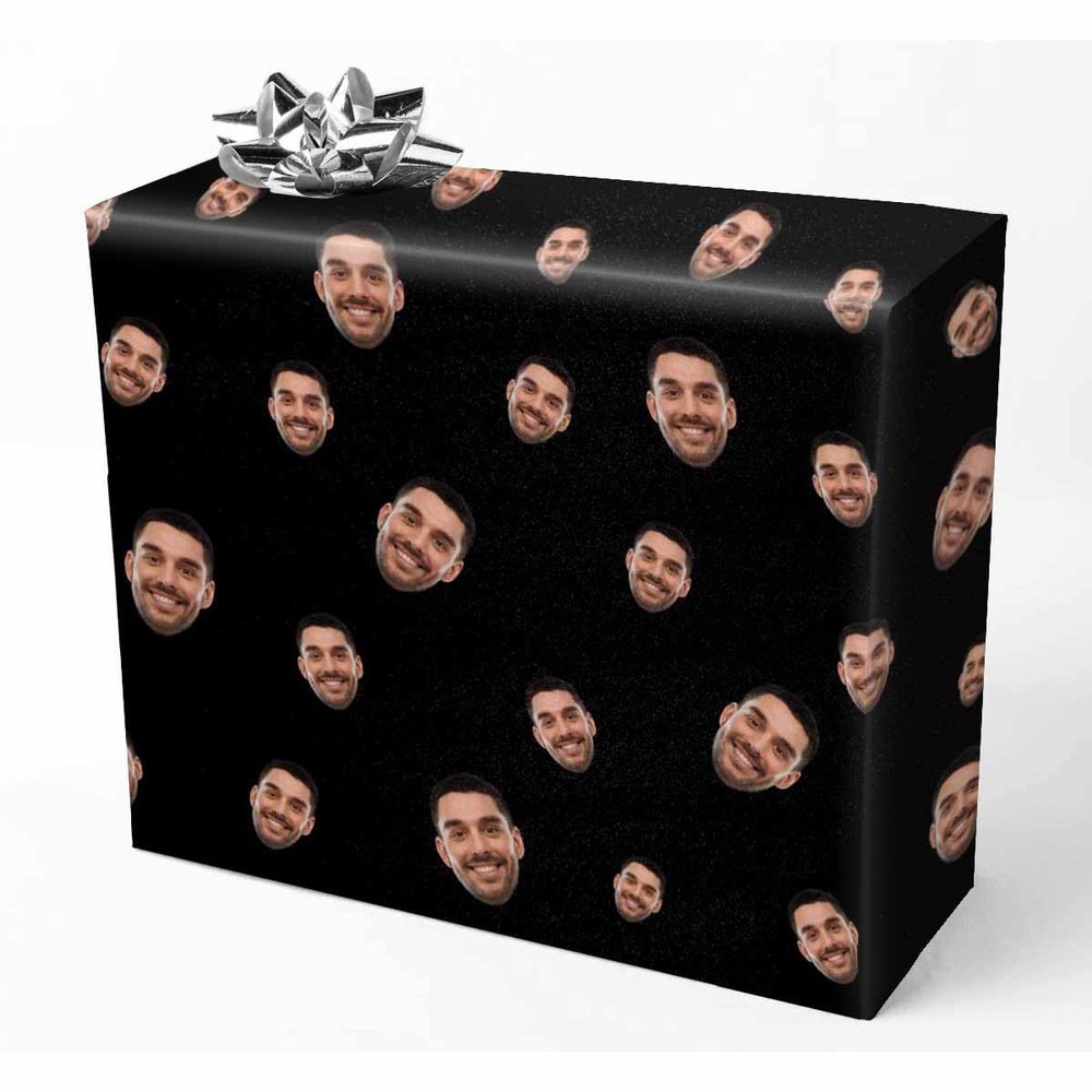 Custom Christmas Name Wrapping Paper Multi Men Face Customized Recycled Gift Wrapping Paper for Daughter Son Wrap Paper on Christmas