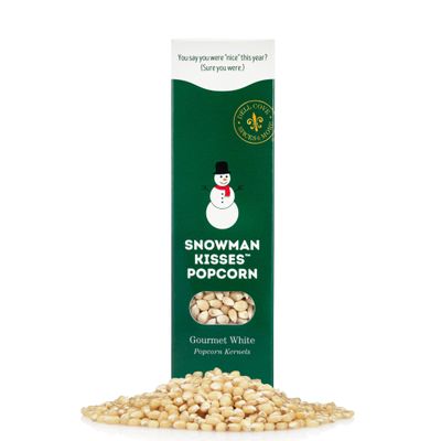 Snowman Kisses Gourmet Popcorn Kernels by Dell Cove Spices - Unique Christmas Stocking Stuffer Gift - Ideal for Stovetop, Popcorn Machines and Popcorn Makers, One Pound