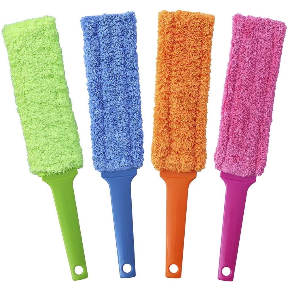 4 Pack 16-Inch Length Microfiber Dusters, Reusable and Washable, Soft Fibers with Strong Dust Adsorption Ability,Very Suitable for Home Cleaning, Office Cleaning, and car Cleaning