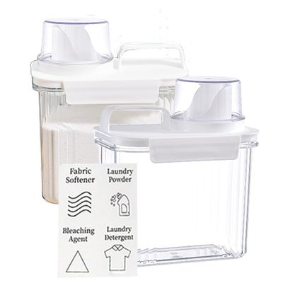 2 Pack Laundry Detergent Dispenser for Organization & Storage, 1500ml Liquid Dispenser with 4 Removable Labels, BPA & Pet Free, Clear