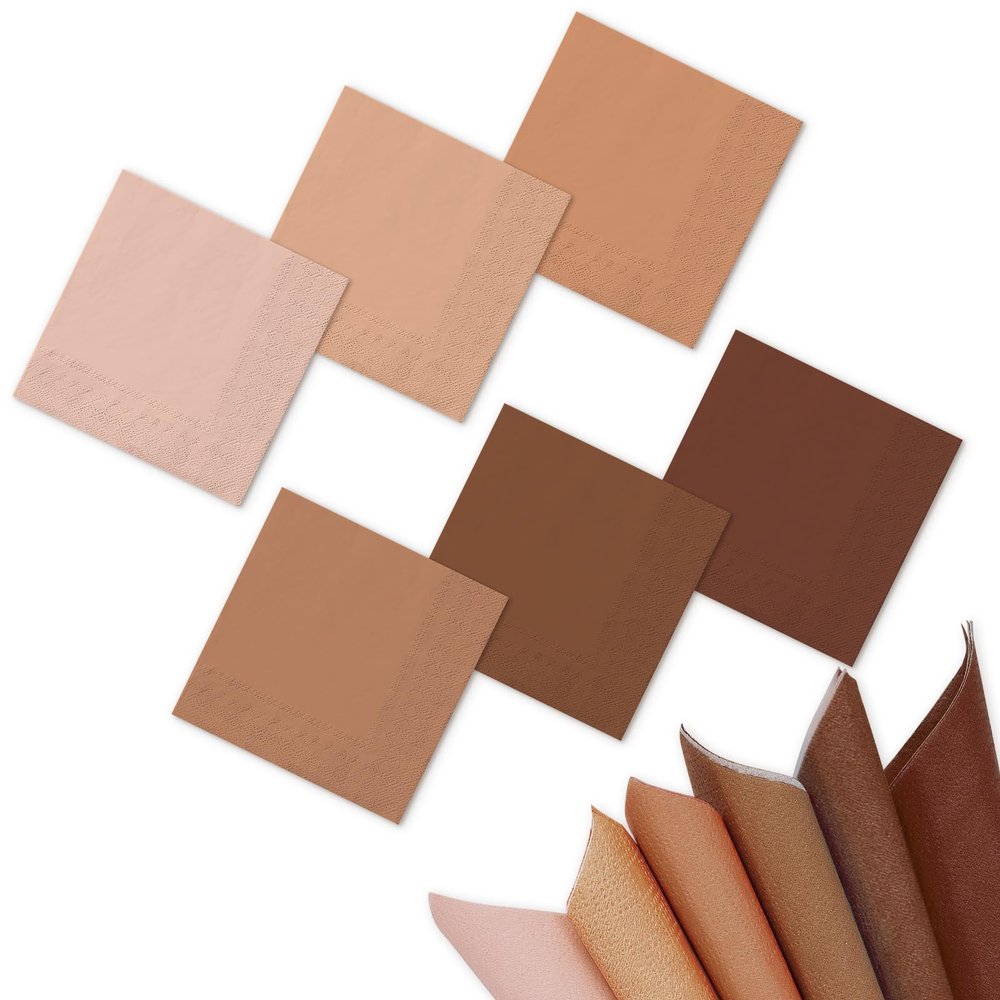 120Pcs Boho Color Paper Napkin 2ply, 6 Terracotta Colors Cocktail Napkins Fall Skin Tone Disposable Dinner Napkins for Autumn Birthday Wedding Baby Shower, 5 x 5 Inch