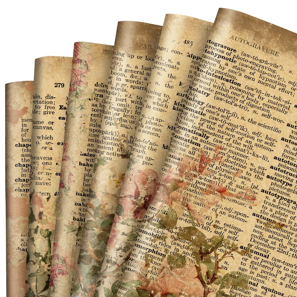 12 Sheet Vintage Floral Wrapping Paper Retro Newspaper Kraft Gift Wrap Bulk Folded Flat Rose Flower Craft Art Paper for Party DIY Wrapping Supplies, 19.7 x 27.6 Inch