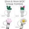 4PCS Large Straw Covers for Boba Straws, 12mm & 14mm Smoothie Jumbo Silicone Straw Tips Topper Caps for Glass Boba Wide Large Straws (12mm &14mm_Daisy) view 2