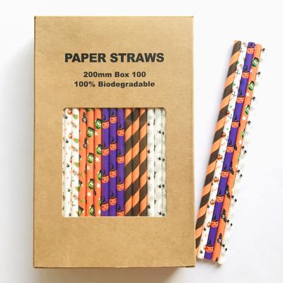 100 pcs Mixed Halloween Paper Straws Bulk, Black Orange Purple White Green Skull Bat Spider Witch Pumpkin Ghost Cobweb Party Drinking Straws Bulk, Kids Cute Fun Cake Pop Sticks (Hocus Pocus)