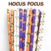 100 pcs Mixed Halloween Paper Straws Bulk, Black Orange Purple White Green Skull Bat Spider Witch Pumpkin Ghost Cobweb Party Drinking Straws Bulk, Kids Cute Fun Cake Pop Sticks (Hocus Pocus) view 2