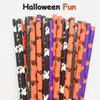 100 pcs Mixed Halloween Paper Straws Bulk, Black Orange Purple White Green Skull Bat Spider Pumpkin Ghost Cobweb Skeleton Party Drinking Straws Bulk, Kids Cute Juice Cake Pop Sticks (Halloween Fun) view 2