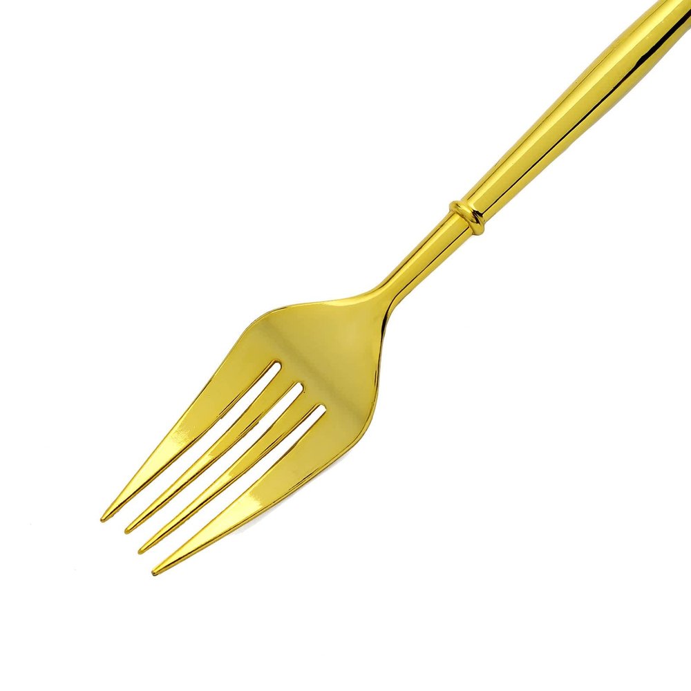 24 Gold 8-Inch Plastic Forks Heavyweight Disposable Cutlery - for Wedding Party Reception Catering Decorations Supplies