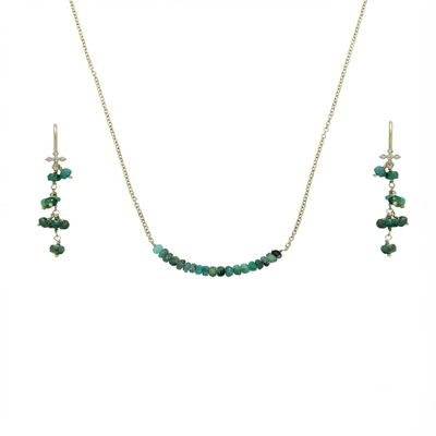 Emerald Crystal Necklace & Earring for Women, 925 Sterling Solid Silver