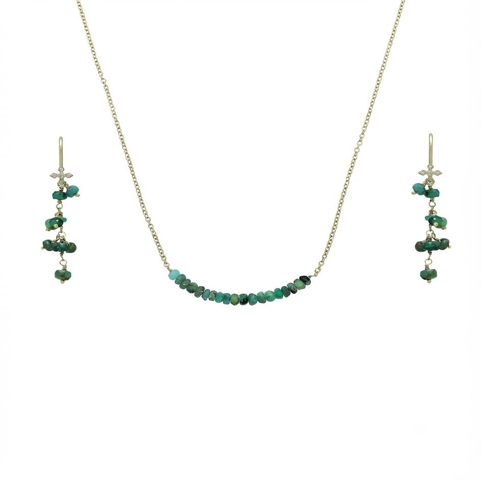 Emerald Crystal Necklace & Earring for Women, 925 Sterling Solid Silver