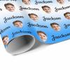 InterestPrint Custom Gift Wrapping Paper from Mom Dad, Blue and White Paper for Gift Wrap Personalized Face Wrapping Paper Roll for Granddaughter Grandson 3 Roll view 3