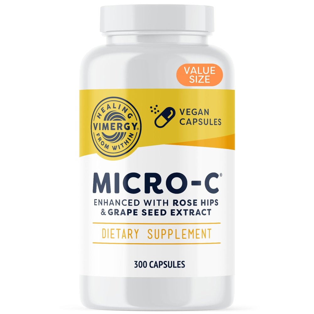 Vimergy Micro-C Vitamin C Capsules 500mg per Capsule, Supports Immune Health*, Promotes Collagen Production, Supports Healthy Bones*, Kosher, Vegan & Gluten-Free, Value Size 300 Capsules