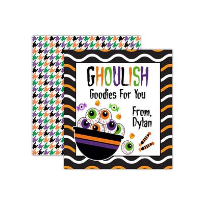 Personalized Halloween Favor Tags, Trick or Treat Party Thank You, Bowl of Eyeballs