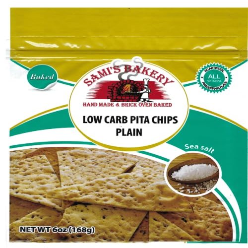 Sami's Bakery Low Carb Pita Plain Chips bulk case 12 bags keto