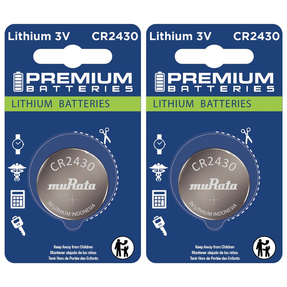 Premium Murata CR2430 Lithium 3V Coin Cell - Japanese Engineered High Capacity Batteries (2 Pack)