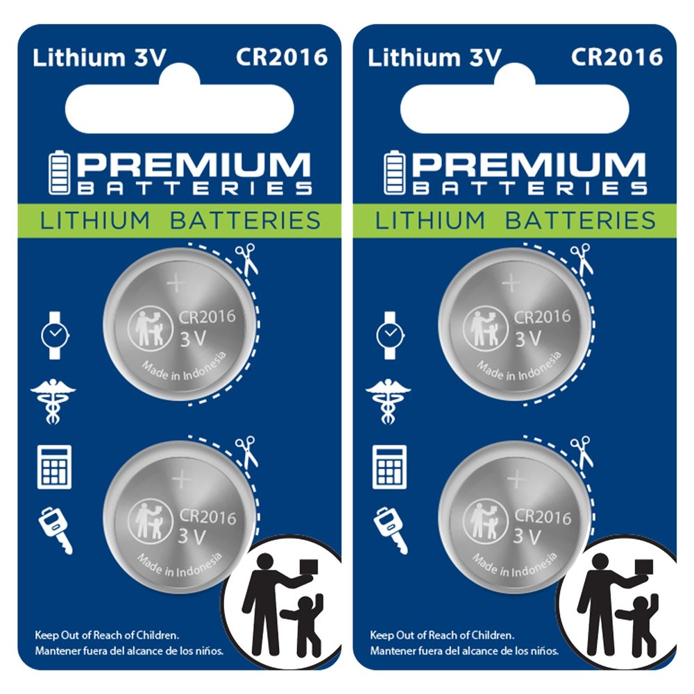 Premium CR2016 Lithium 3V Coin Cell - Japanese Engineered High Capacity Batteries (4 Pack)