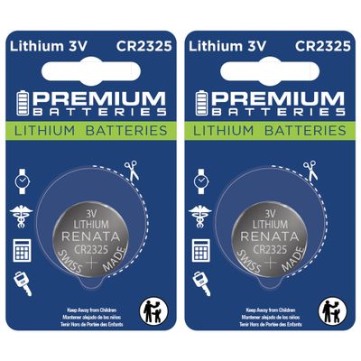 Premium Renata CR2325 Lithium 3V Coin Cell - Swiss Engineered High Capacity Batteries (2 Pack)