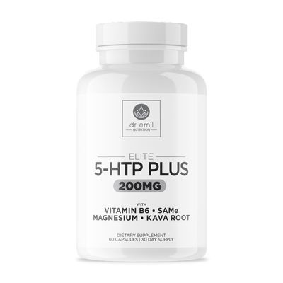 200 MG 5-HTP Elite with Kava Root Extract, Magnesium & SAM-e to Maintain Normal Healthy Sleep & Create a Sense of Wellbeing - 5HTP Supplement with Vitamin B6 - 60 Capsules, 30 Servings