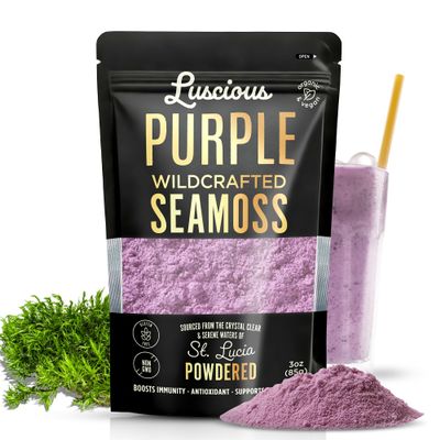 Irish Sea Moss Powder Purple, St. Lucia, 3 OZ-Natural Organic Wildcrafted St. Lucian Sea Moss Powder, Makes 120+ Fl Ounces of Gel