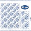 50 Pack Blue Floral Paper Napkins Blue Flower Guest Napkin Disposable 3 Ply Decorative Floral Hand Towels Dinner Napkins for Bridal Shower Baby Shower Wedding Birthday Dinner Party Supplies view 2