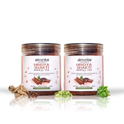 Amrita Naturals Hridya Shakti Herbal Tea Arjun Bark Instant Blend 250g x 2 Pack Caffeine Free Vegan Gluten Free No Artificial Additives Natural Plant Based Herbal Tea Powder
