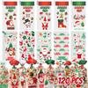 120PCS Christmas Cellophane Gift Bags with Twist Ties, 10 Designs Christmas Treat Bags Bulk Party Supplies, Clear Xmas Candy Goodies Bags Party Favors Bags view 1