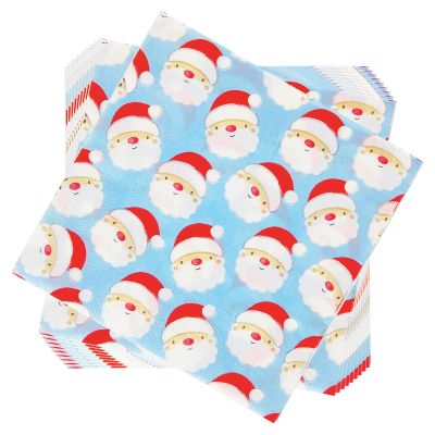 Jagrove 100 Count Christmas Paper Napkins 2 Ply Decorative Beverage Guest Luncheon Dinner Cocktail Napkins for Christmas Day Party Tableware Decoration, 6.5X6.5 Inches Folded