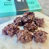 1 lb of Gourmet Dark Chocolate Toasted Coconut Haystacks Candy - Thick and Rich Gourmet Dark Chocolate Surrounds Toasted Coconut Stacked High view 1