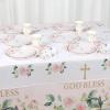 169 pcs Pink Baptism Plates, Napkins, Cutleries, Tablecloth for 24 persons (24) view 4