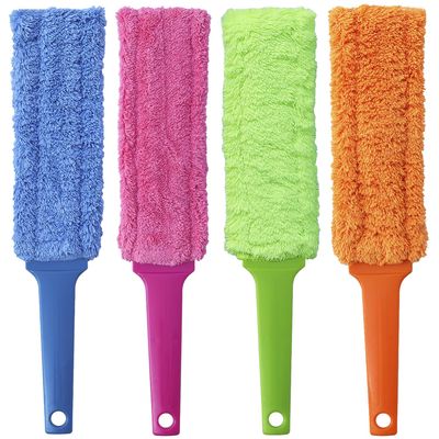 4 Pack 15 inch Reuseable Microfiber Feather Duster, Blind Duster, Gap Duster, Removable and Washable Head, Cleaning Tool for Window, Blind, Car, Wall, Dead Corner Gap, Furniture, Sofa, Screen