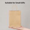 100 Pack 5.8x3.2x8.25 Inch Brown Kraft Paper Gift Bags with Handles - Bulk Small Plain Natural Bags for Birthday Party Favors, Grocery, Retail Shopping, Wedding, Craft, Goody, Takeouts, and Business view 4