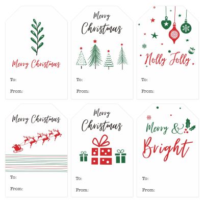 Anwyll Christmas Gift Tags Stickers - 120Pcs 3x2'' Merry Christmas Name Tags Stickers Self Adhesive Holiday Present Label Sticker White Xmas to from Gift Tag Sticker for Envelope Seal Cards Gifts Wrap