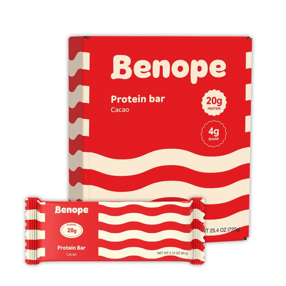 Benope Protein bar Cacao protein bar 60g x 12ea, high protein, low sugar, low carb, gluten free, energy bar, nutritious snack, high protein snacks