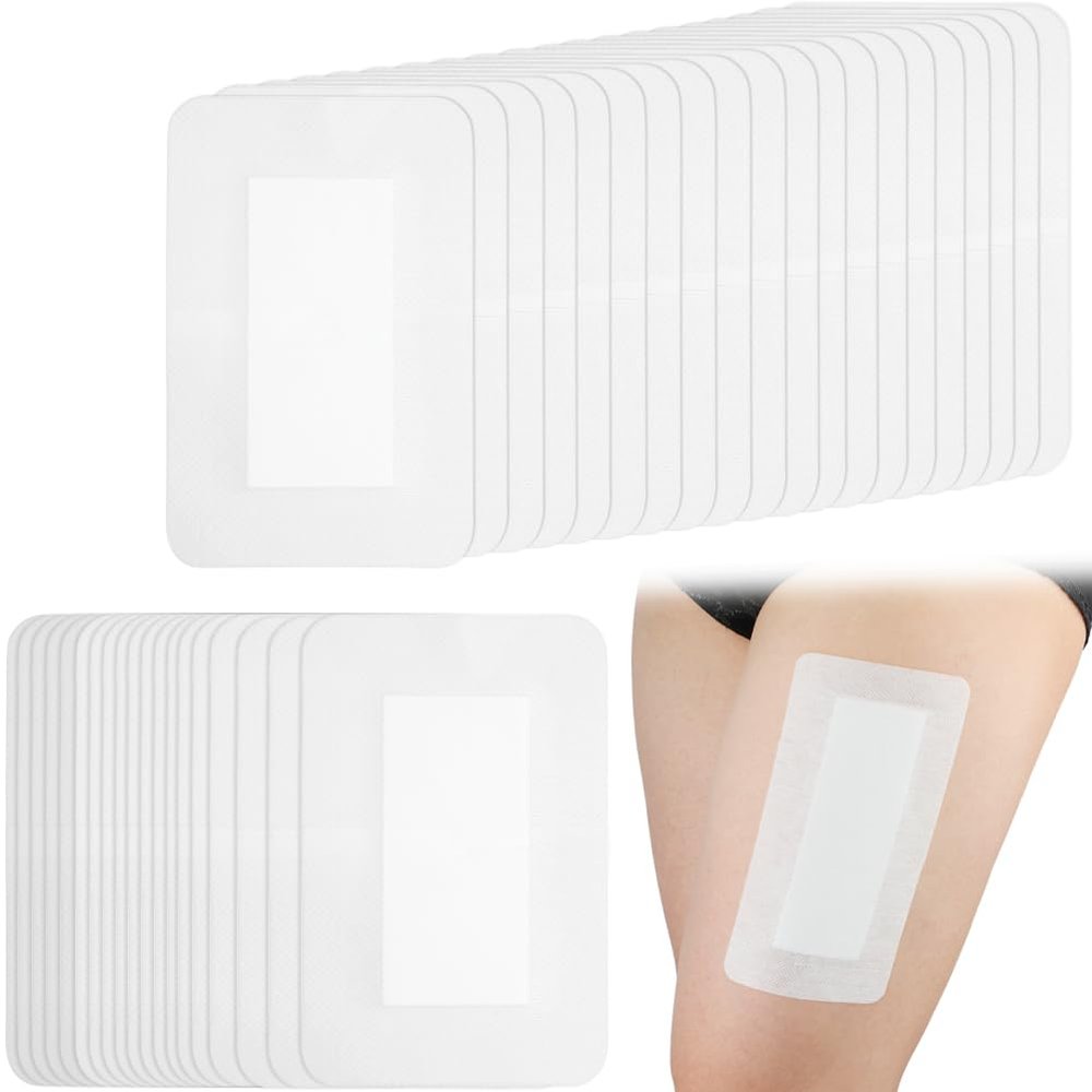 Breathable Adhesive Island Bandages Wound Dressing for Knee Replacement 4" x 6" Bordered Gauze Pad Patches Stitches Cuts Post Surgery No Glue On Center Pack of 10