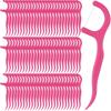 Baderke 200 Count Floss Picks Bulk Non Breakable Tooth Picks Flosser Dental Floss Sticks for Adults Teeth Cleaning Dental Flossers for Family Pack Travel(Hot Pink) view 1
