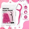 Baderke 200 Count Floss Picks Bulk Non Breakable Tooth Picks Flosser Dental Floss Sticks for Adults Teeth Cleaning Dental Flossers for Family Pack Travel(Hot Pink) view 2