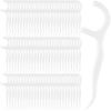 Baderke 200 Count Floss Picks Bulk Non Breakable Tooth Picks Flosser Dental Floss Sticks for Adults Teeth Cleaning Dental Flossers for Family Pack Travel(White) view 1