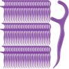 Baderke 200 Count Floss Picks Bulk Non Breakable Tooth Picks Flosser Dental Floss Sticks for Adults Teeth Cleaning Dental Flossers for Family Pack Travel(Dark Purple) view 1