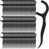 Baderke 200 Count Floss Picks Bulk Non Breakable Tooth Picks Flosser Dental Floss Sticks for Adults Teeth Cleaning Dental Flossers for Family Pack Travel(Black) view 1