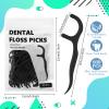 Baderke 200 Count Floss Picks Bulk Non Breakable Tooth Picks Flosser Dental Floss Sticks for Adults Teeth Cleaning Dental Flossers for Family Pack Travel(Black) view 2