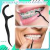 Baderke 200 Count Floss Picks Bulk Non Breakable Tooth Picks Flosser Dental Floss Sticks for Adults Teeth Cleaning Dental Flossers for Family Pack Travel(Black) view 3