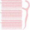 Baderke 200 Count Floss Picks Bulk Non Breakable Tooth Picks Flosser Dental Floss Sticks for Adults Teeth Cleaning Dental Flossers for Family Pack Travel(Light Pink) view 1