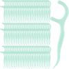 Baderke 200 Count Floss Picks Bulk Non Breakable Tooth Picks Flosser Dental Floss Sticks for Adults Teeth Cleaning Dental Flossers for Family Pack Travel(Light Green) view 1