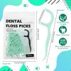 Baderke 200 Count Floss Picks Bulk Non Breakable Tooth Picks Flosser Dental Floss Sticks for Adults Teeth Cleaning Dental Flossers for Family Pack Travel(Light Green) view 2