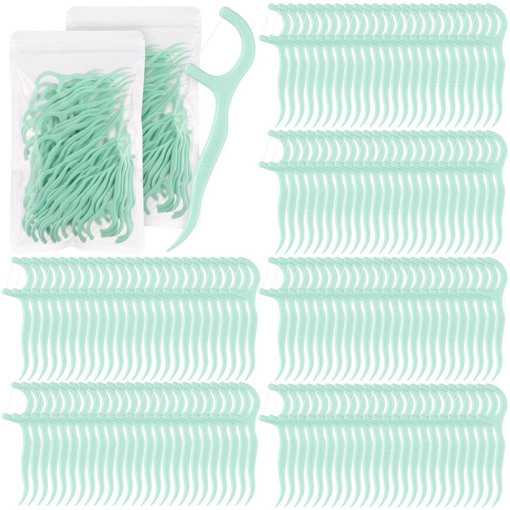 Baderke 600 Count Floss Picks Bulk Dental Flossers Picks for Adults Non Breakable Tooth Picks Flossers Teeth Cleaning Dental for Family Pack Travel(Light Green)