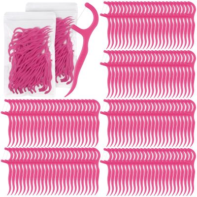 Baderke 600 Count Floss Picks Bulk Dental Flossers Picks for Adults Non Breakable Tooth Picks Flossers Teeth Cleaning Dental for Family Pack Travel(Hot Pink)